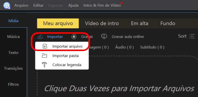 importar arquivos