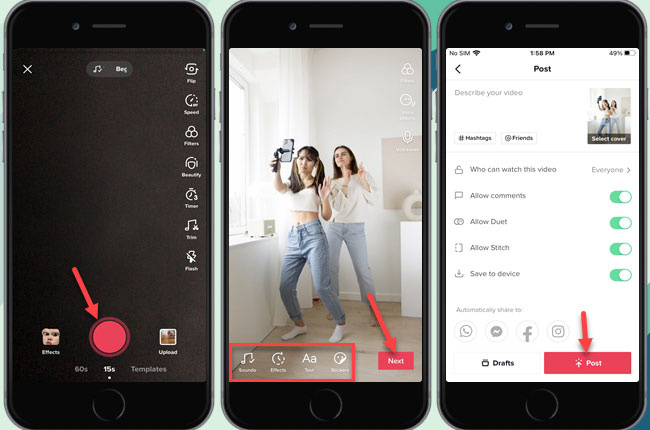 how to make tiktok dance video  with the app itself
