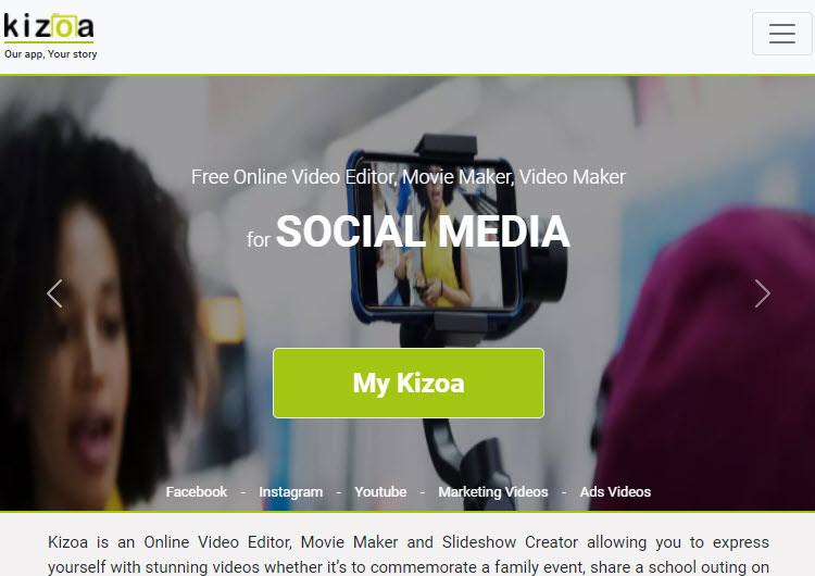 movie maker online named kizoa
