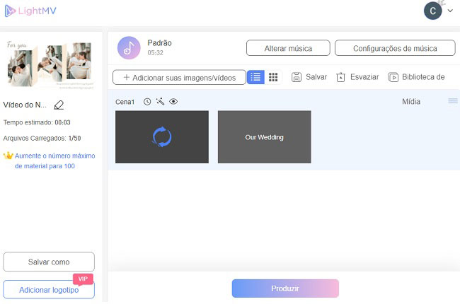 lightmv criar vídeo de introdução ao casamento