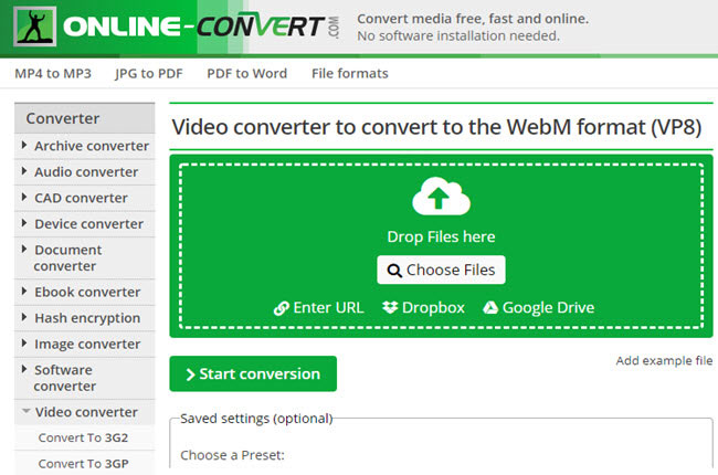 youtube to webm converter named online convert