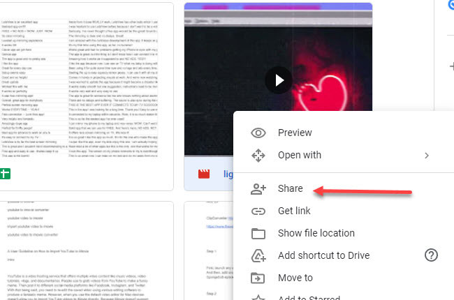 create a link for a video with google drive