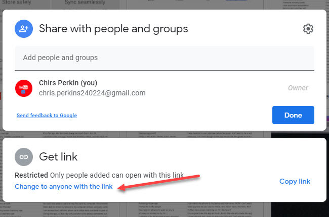 create a link for a video with google drive