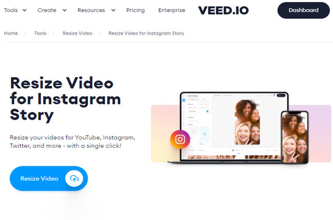 video resizer for instagram named veedio
