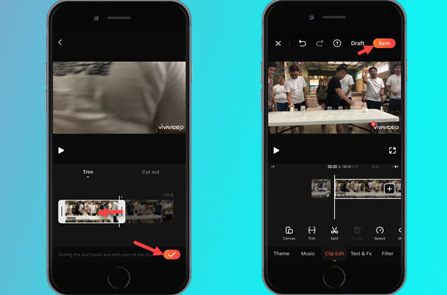 how to shorten a video on iphone using vivavideo