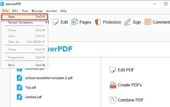 otevřete soubor PDF s aplikací ApowerPDF