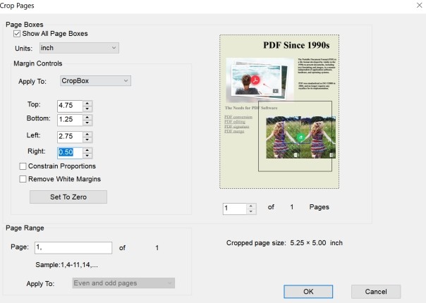 Crop Pages Settings