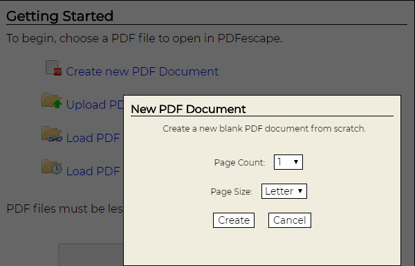 Create New PDF