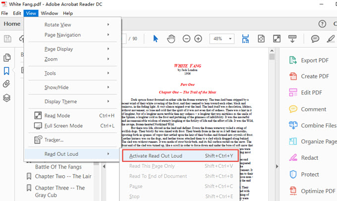 how to get adobe reader to read out loud