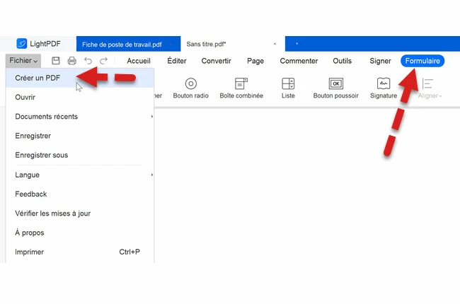 créer un formulaire PDF