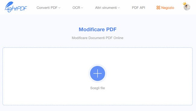 modifica PDF tramite LightPDF