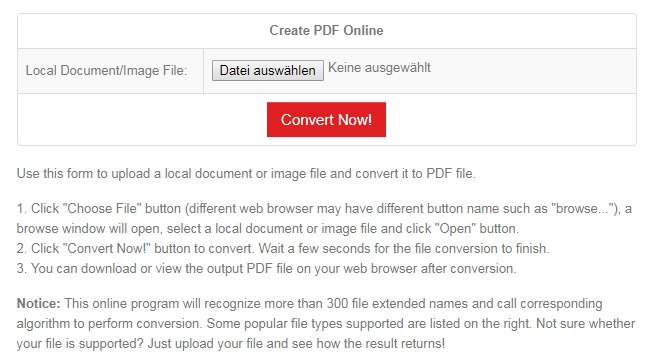 Zeigen von Convert PDF Online