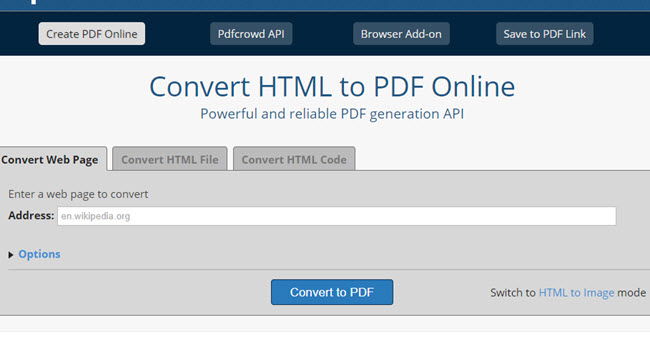 convertir html en pdf via pdfcrowd