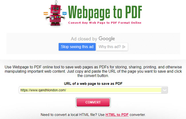 Webpage to PDF