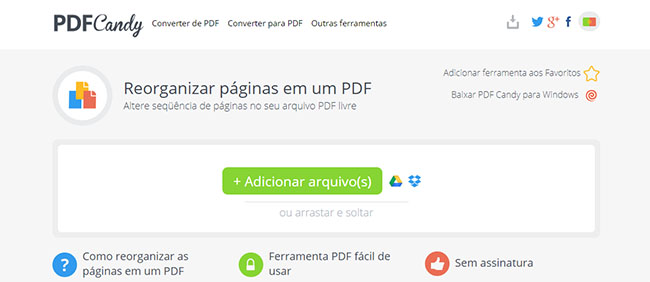 PDF candy Adicionar Arquivos