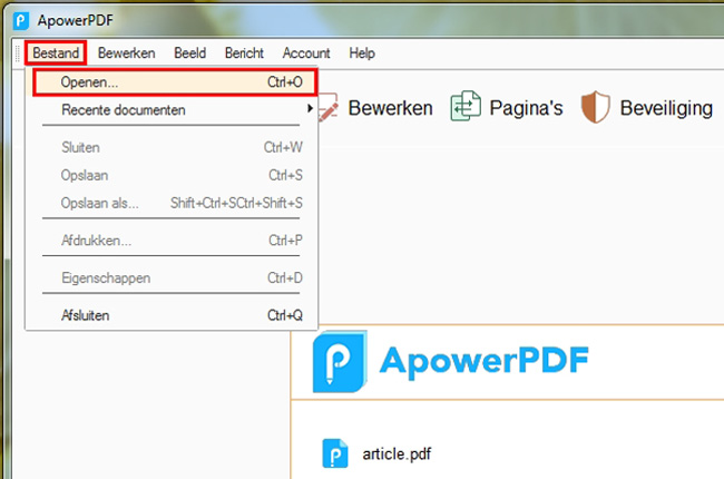 open PDF bestand