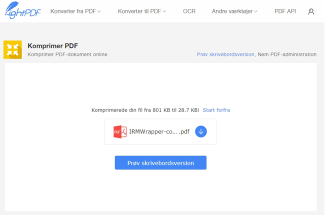 LightPDF PDF komprimeringsværktøj