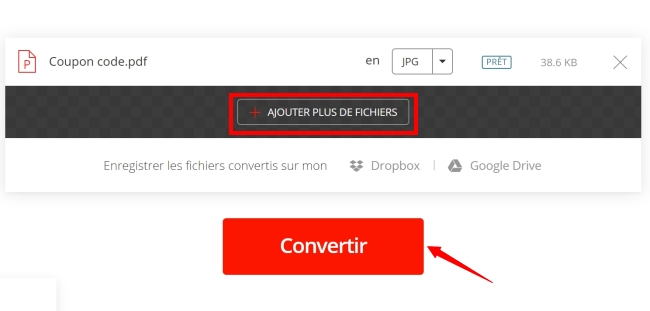 convertir PDF en JPG via Convertio