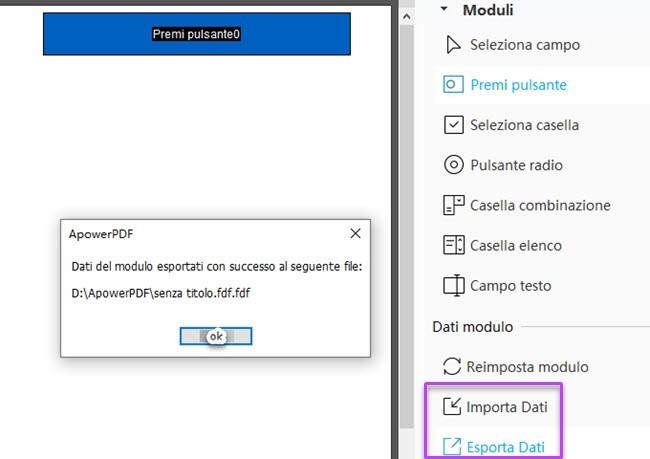esportare moduli PDF