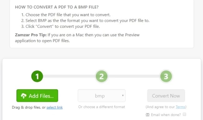 transferir arquivo PDF para BMP