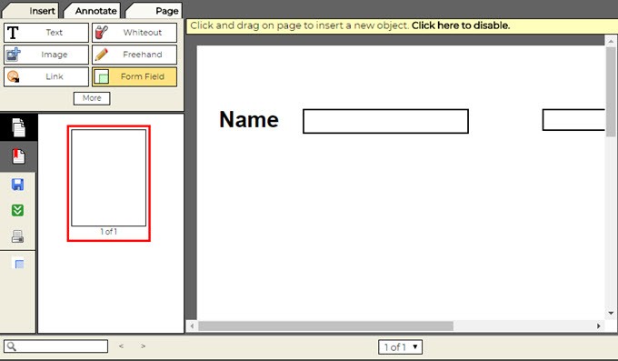 PDF Escape yoluyla form ekleyin