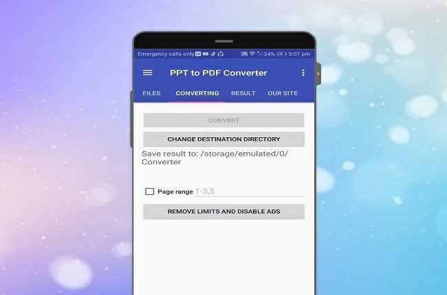 PPT para PDF Conversor Interface