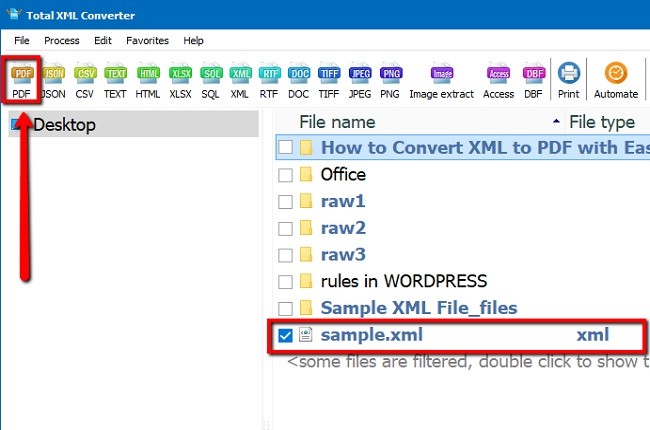 Convert XML to PDF online