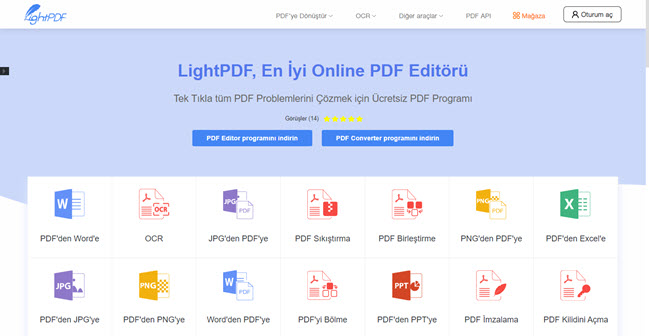 LightPDF çevrimiçi PDF aracı