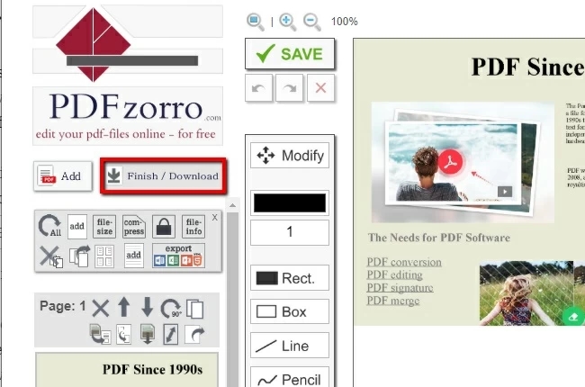 PDFzorro完成ボタン