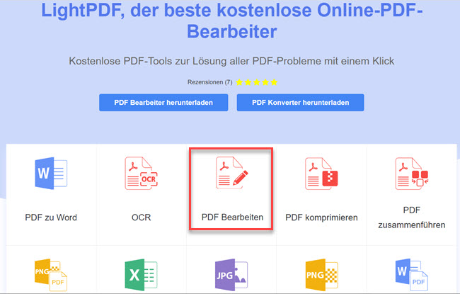 PDF mit LightPDF earbeiten