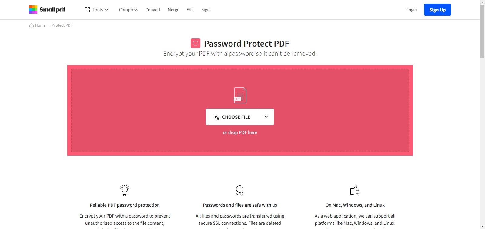 smallpdf protect page