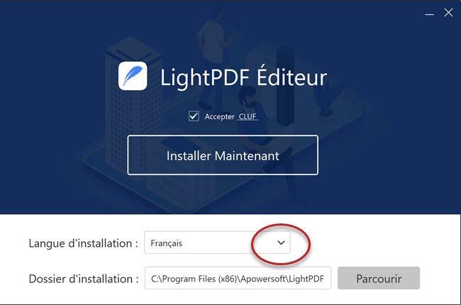 langue sur LightPDF