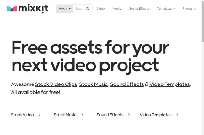 sitio web de videos de stock gratuitos de mixkit