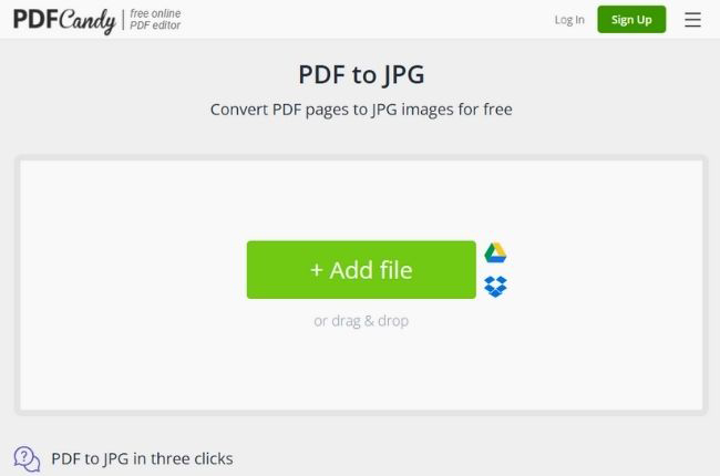 PDFCandy convert PDF to JPG