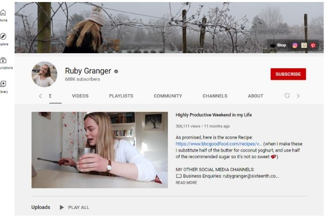 Ruby Granger Youtube Channel