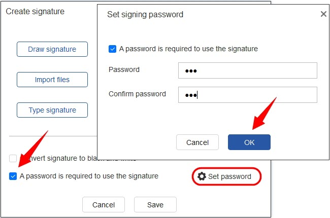 set a signature password