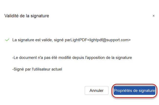 propriétés signature PDF