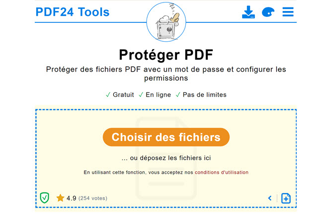 ajouter un mot de passe PDF24 tools