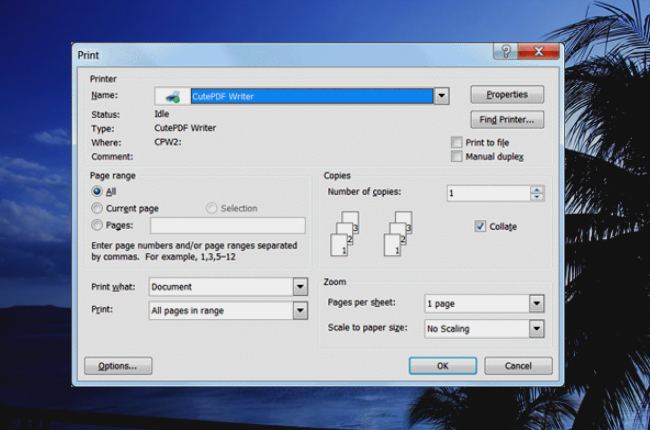 Windows PDF Drucker CutePDF