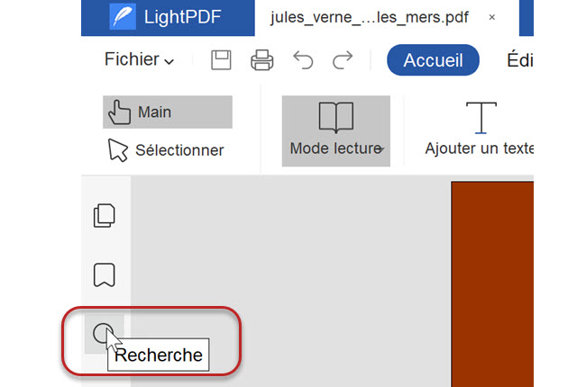 rechercher des textes sur PDF avec LightPDF