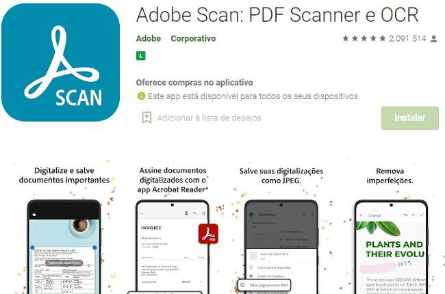 adobe aplicativos de scanner de pdf para celular