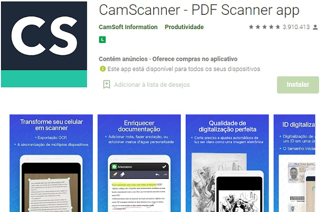 camscanner aplicativos de scanner de pdf para celular