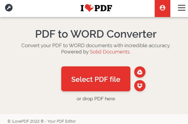 iLovePDF PDF to Word