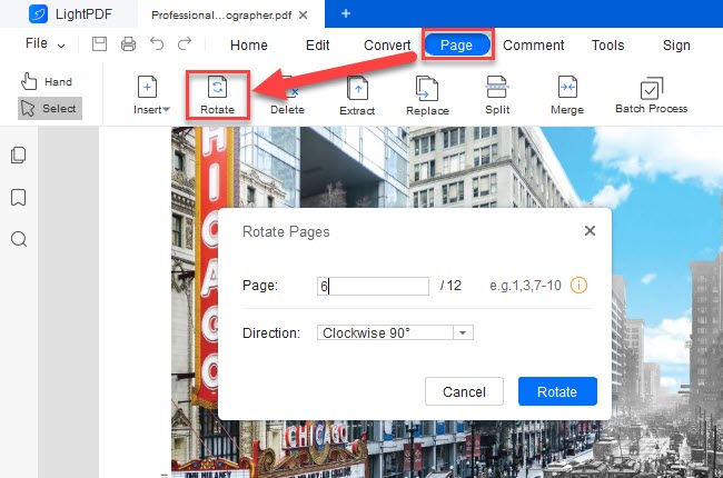 rotate PDF pages