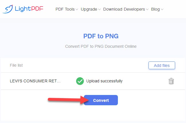 turn PDF to PNG