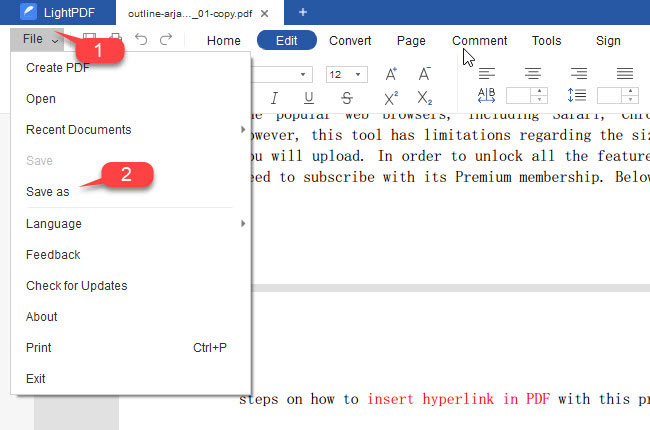 lightpdf editor keep pdf