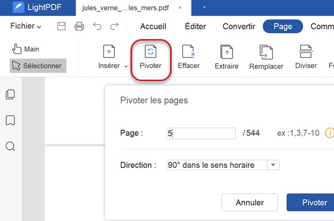 pivoter pages sur PDF