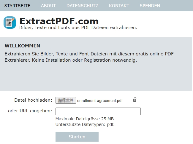 Online-Tool ExtractPDF