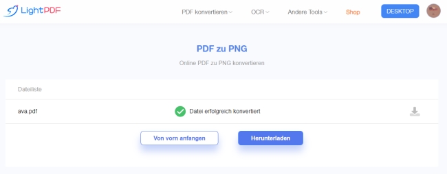 PDF to PNG LightPDF