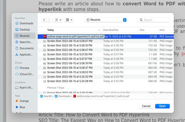 preview mesclar dois pdfs no mac